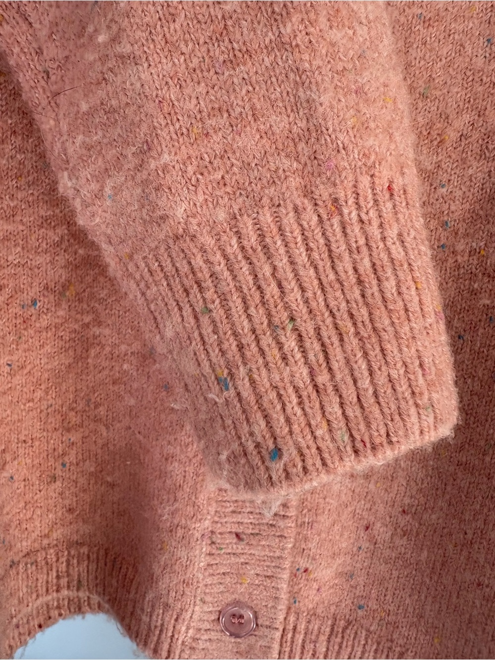 Self Contrast Pink Speckled Ruffle Collar Cardigan Size M - Picture 9 of 11